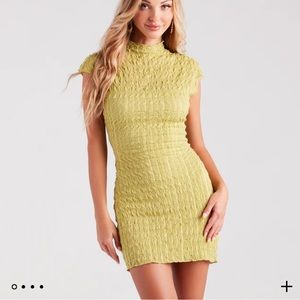 Mock Neck Texture Mini Dress
